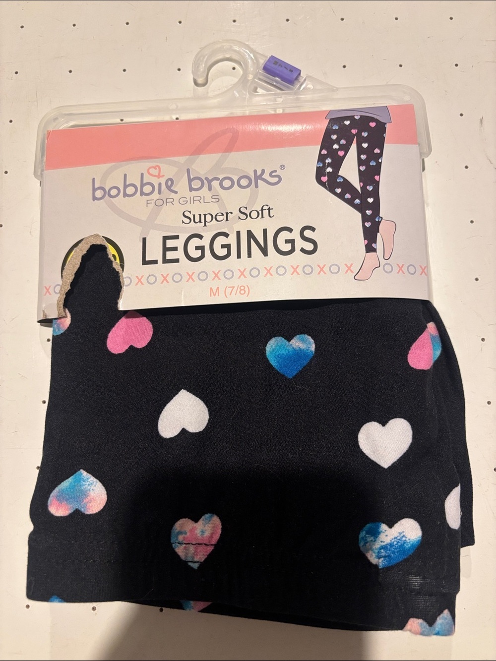Bobbie Brooks Black Leggings with Multicolor Heart Print